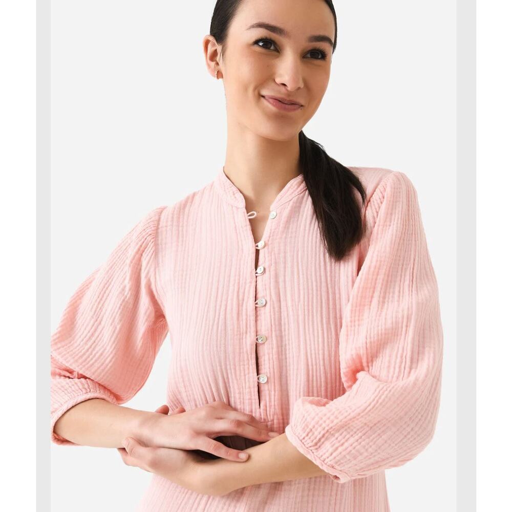 Honorine Elsa Maxi Dress Large Pink Gauze Cotton Relaxed Maxi Dress